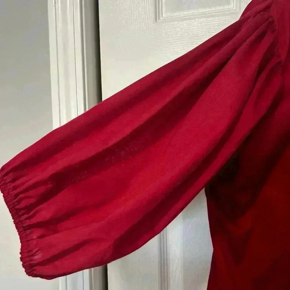 Vintage Carefree Fashions Burgundy Blouse Button Down 3/4 Sleeve Made in USA - Picture 4 of 5